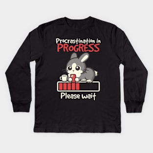 Bunny procrastination in progress Kids Long Sleeve T-Shirt